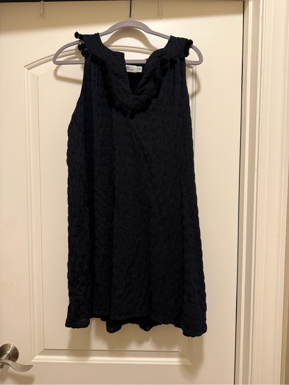 Vineyard Vines Deep Navy Sleeveless Textured Ruffle V-Neck Tank